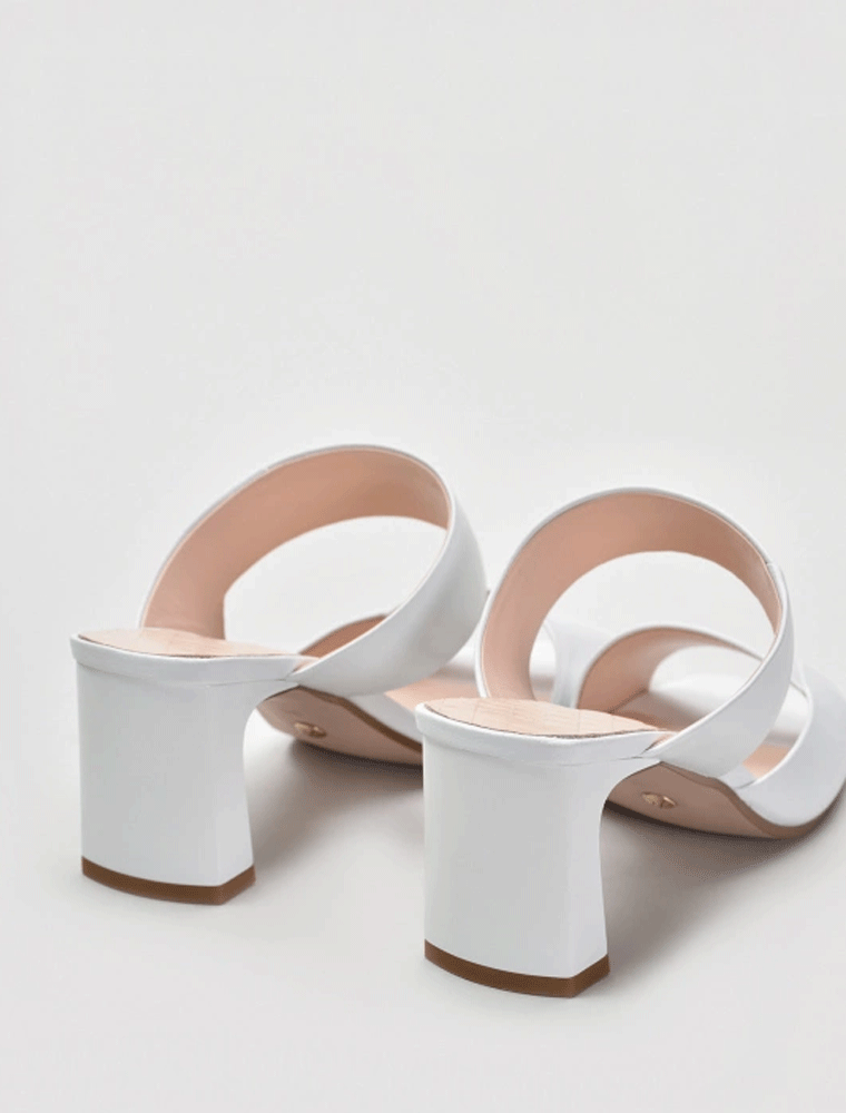 VITTO ROSSI // WIDE CUT OPEN TOE HEEL SANDALS, WHITE - Image 4