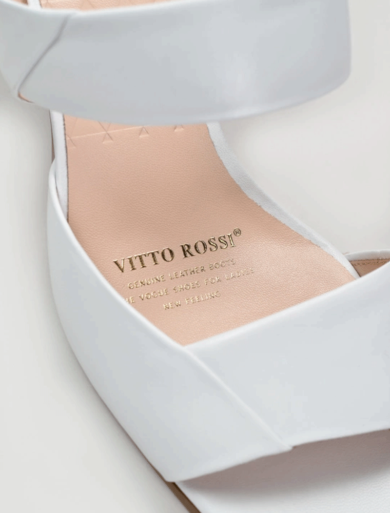 VITTO ROSSI // WIDE CUT OPEN TOE HEEL SANDALS, WHITE - Image 3