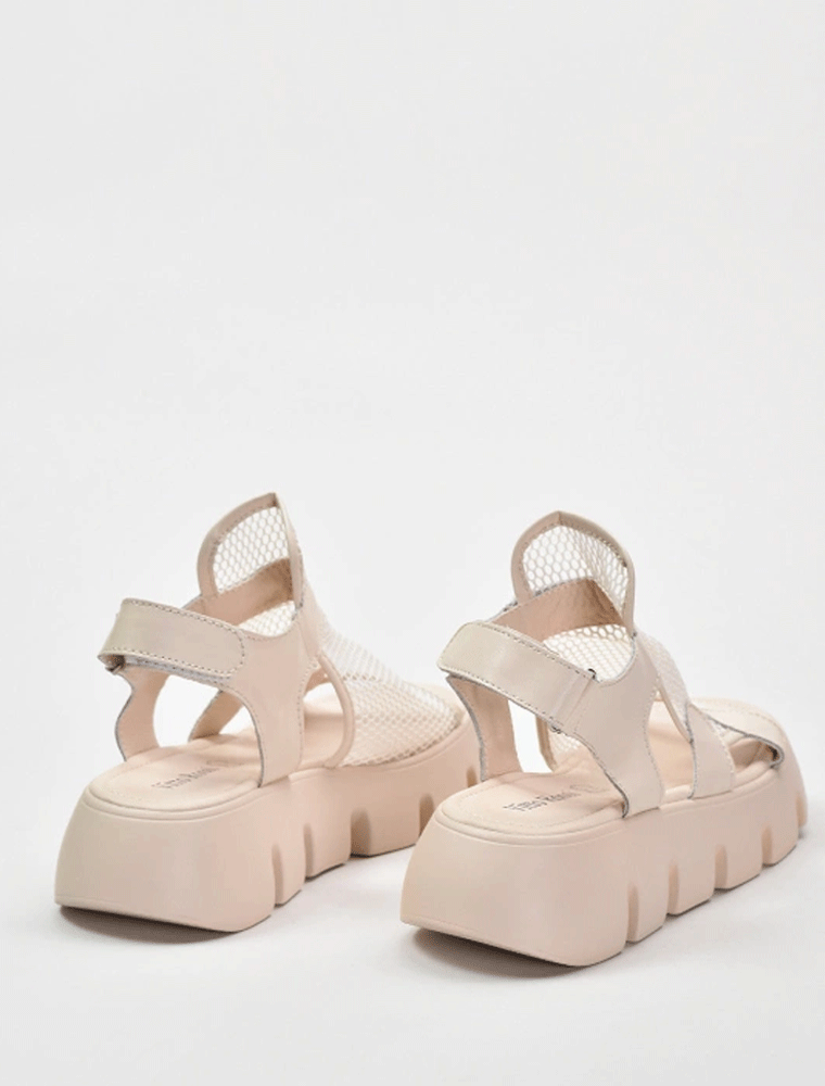 VITTO ROSSI // MESH FRONT PLATFORM SANDAL, BEIGE - Image 3
