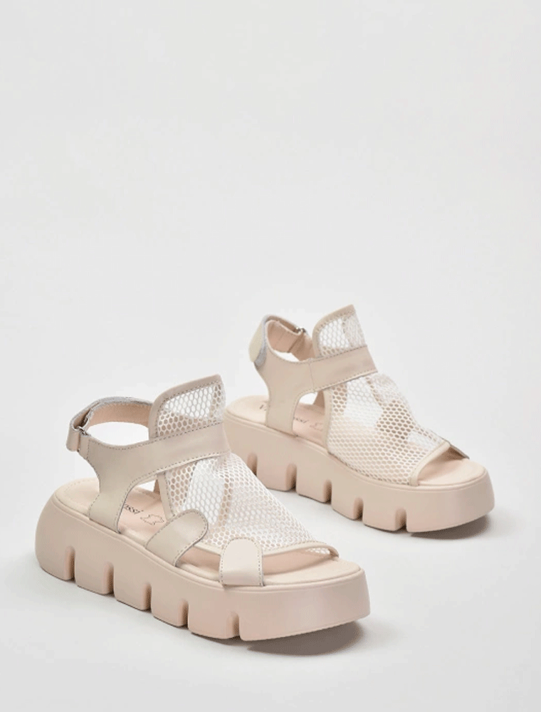 VITTO ROSSI // MESH FRONT PLATFORM SANDAL, BEIGE