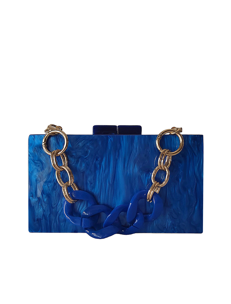 A.KOM // RECTANGULAR ACRYLIC CLUTCH BAG, BLUE FLAMES - Image 4