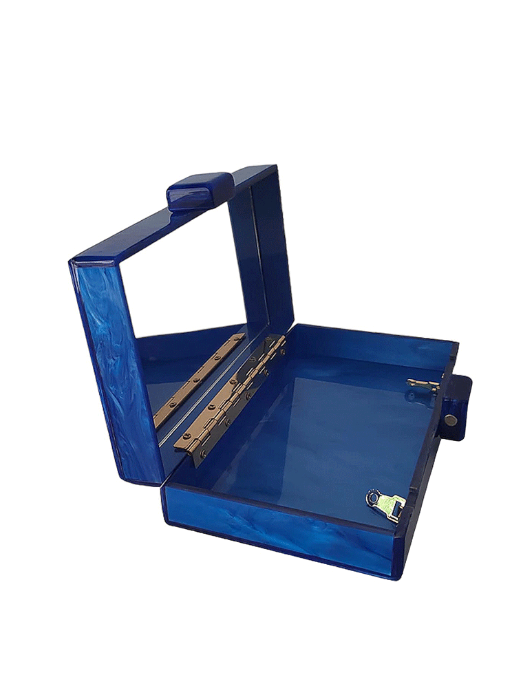 A.KOM // RECTANGULAR ACRYLIC CLUTCH BAG, BLUE FLAMES - Image 3