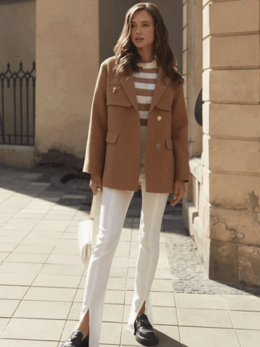 GEPUR // UTILITY STYLE JACKET W/ BELT, BEIGE
