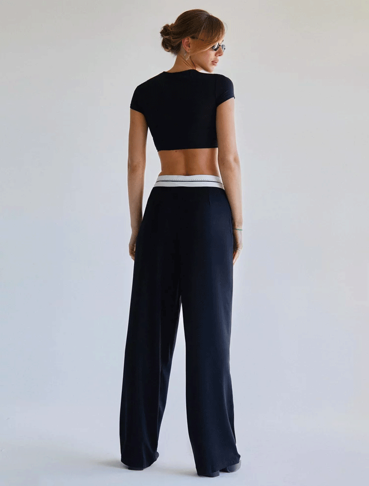 GEPUR // BLACK TROUSERS W/ TAPE AT THE WAIST - Image 2