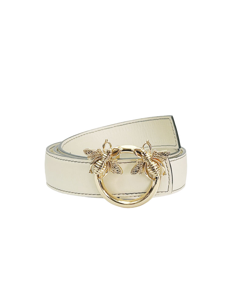 PEcado // LEATHER BEE BELT, CREAM