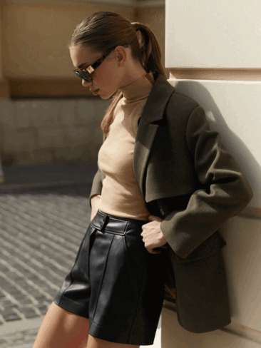GEPUR // UTILITY STYLE JACKET W/ BELT, ARMY GREEN