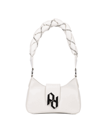 MIRATON // METAL BUCKLE FLAP MINI SHOULDER BAG, CREAM