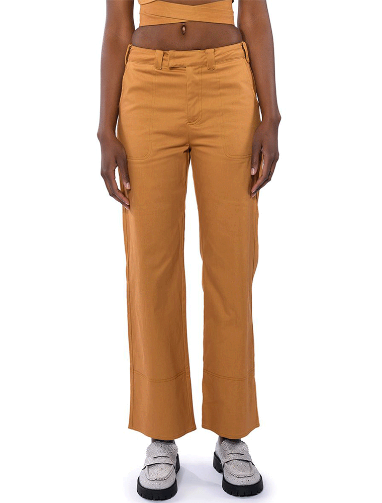A.KOM // MODERN KHAKI STRAIGHT CUT TROUSERS