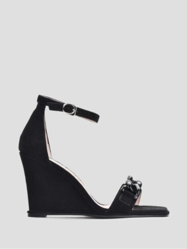 VITTO ROSSI // CHAIN WEDGE SANDALS, BLACK